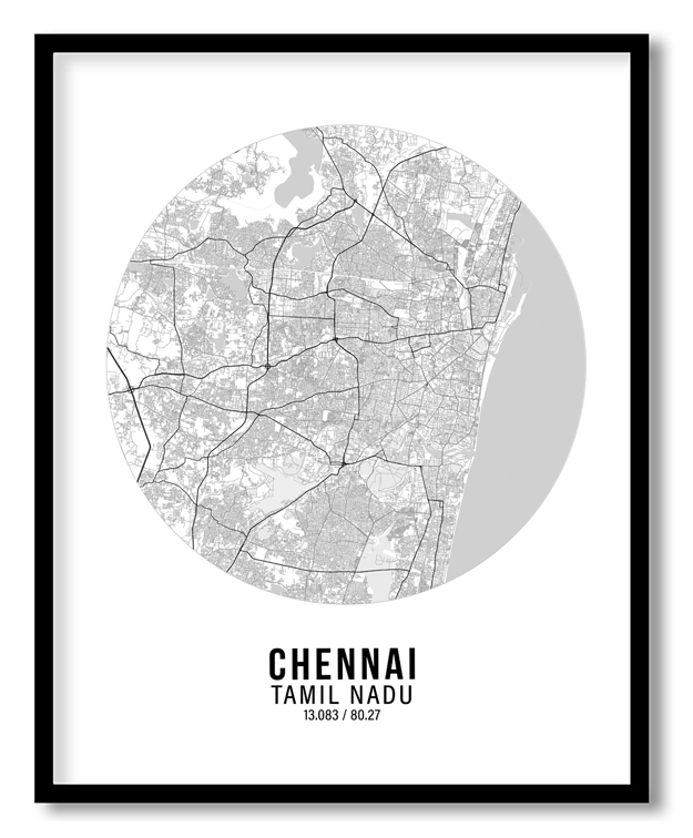 Circle poster white map of Chennai