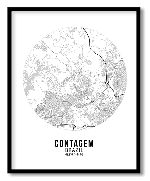Circle poster white map of Contagem