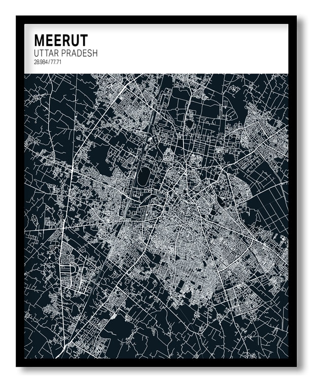 Strip above poster blue map of Meerut