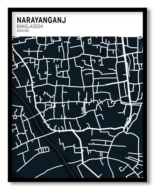 Strip above poster blue map of Narayanganj