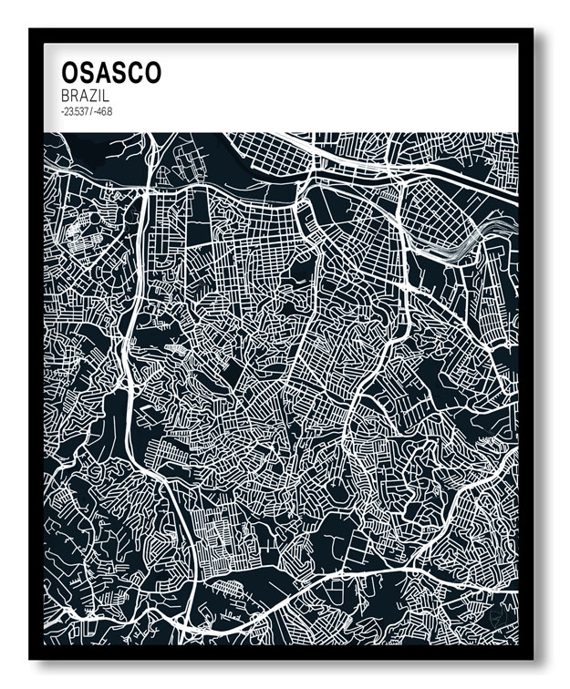 Strip above poster blue map of Osasco