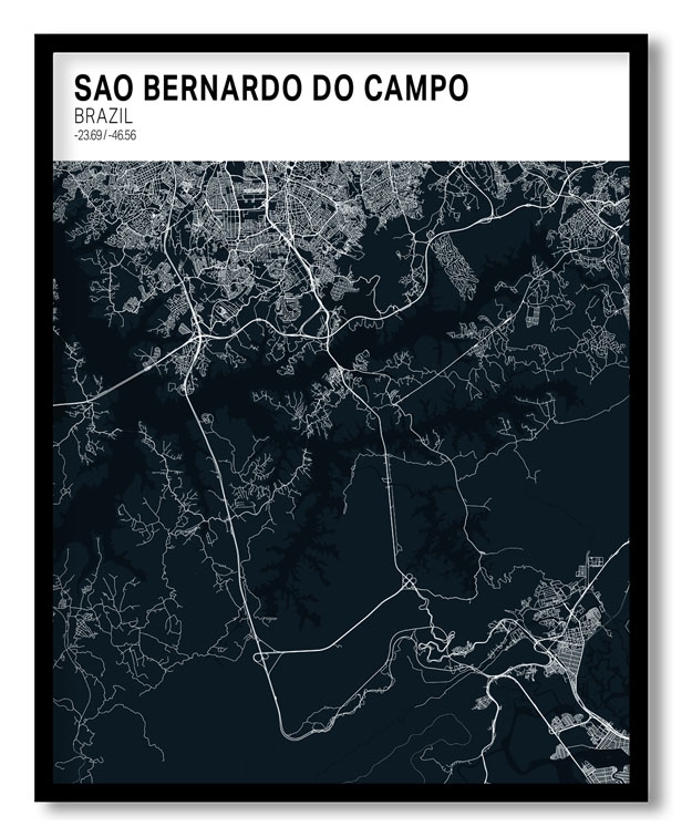 Strip above poster blue map of Sao Bernardo Do Campo