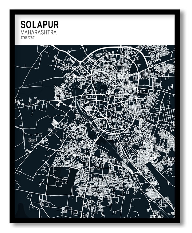 Strip above poster blue map of Solapur