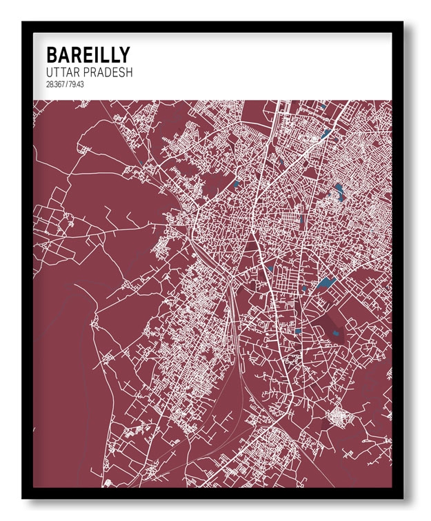 Strip above poster red map of Bareilly