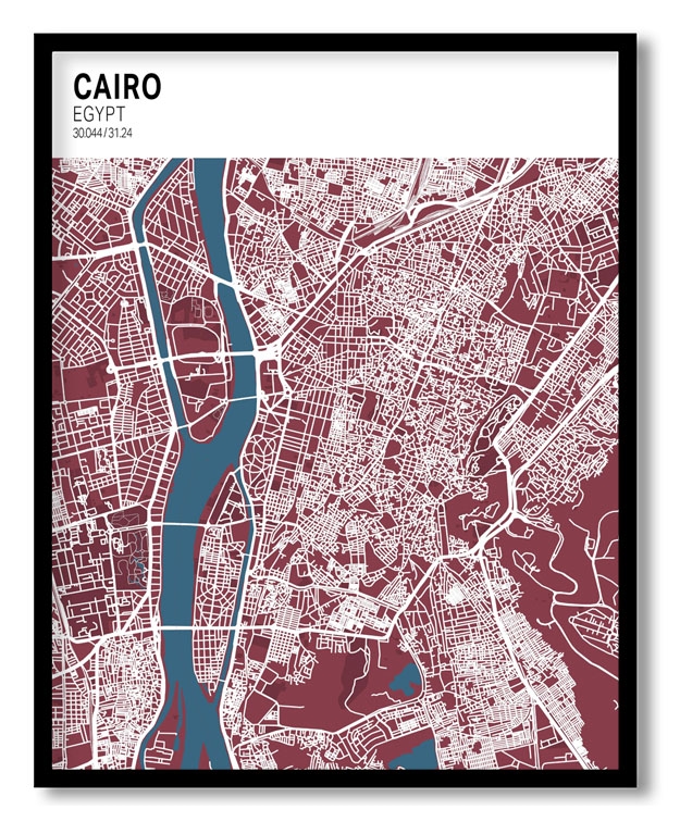 Strip above poster red map of Cairo