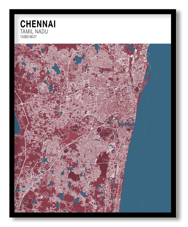 Strip above poster red map of Chennai