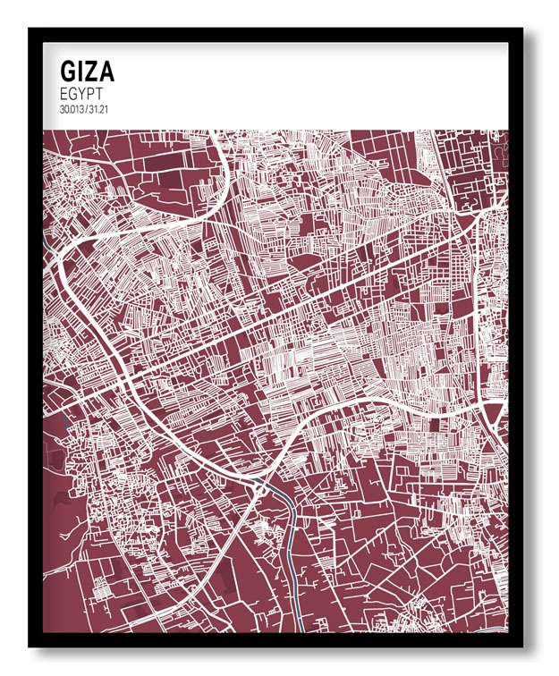 Strip above poster red map of Giza