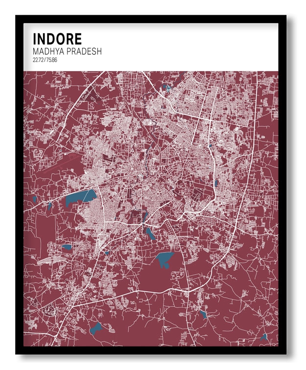 Strip above poster red map of Indore