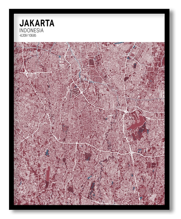 Strip above poster red map of Jakarta