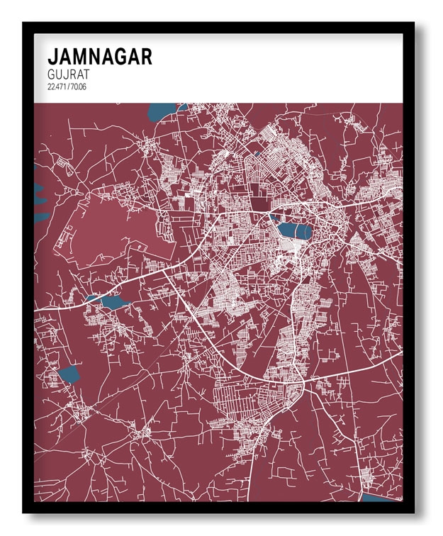 Strip above poster red map of Jamnagar