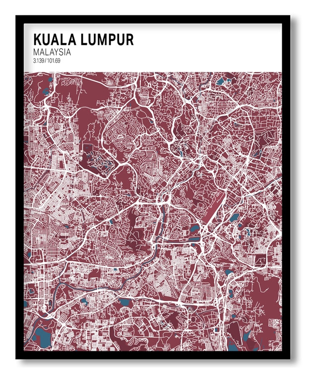 Strip above poster red map of Kuala Lumpur