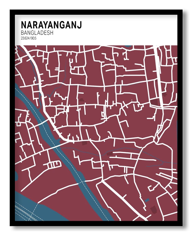 Strip above poster red map of Narayanganj
