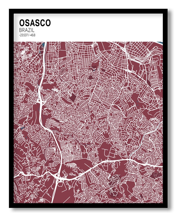 Strip above poster red map of Osasco
