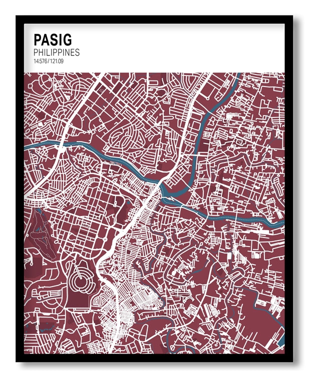 Strip above poster red map of Pasig