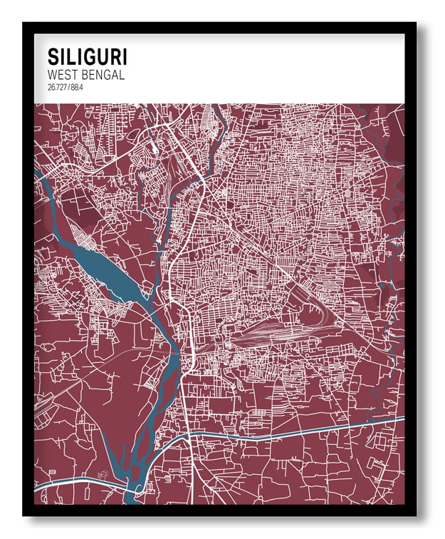 Strip above poster red map of Siliguri
