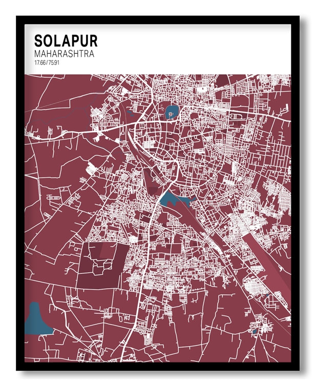 Strip above poster red map of Solapur
