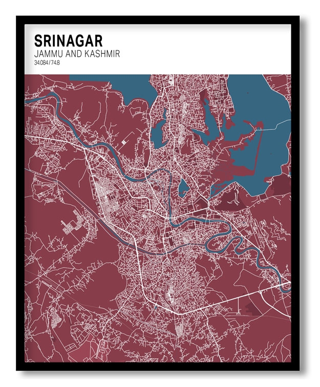 Strip above poster red map of Srinagar