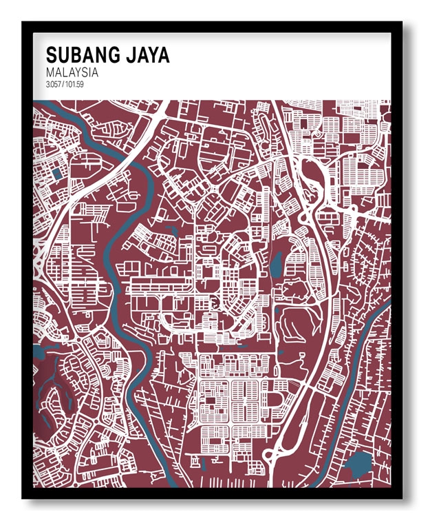 Strip above poster red map of Subang Jaya