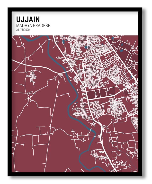 Strip above poster red map of Ujjain