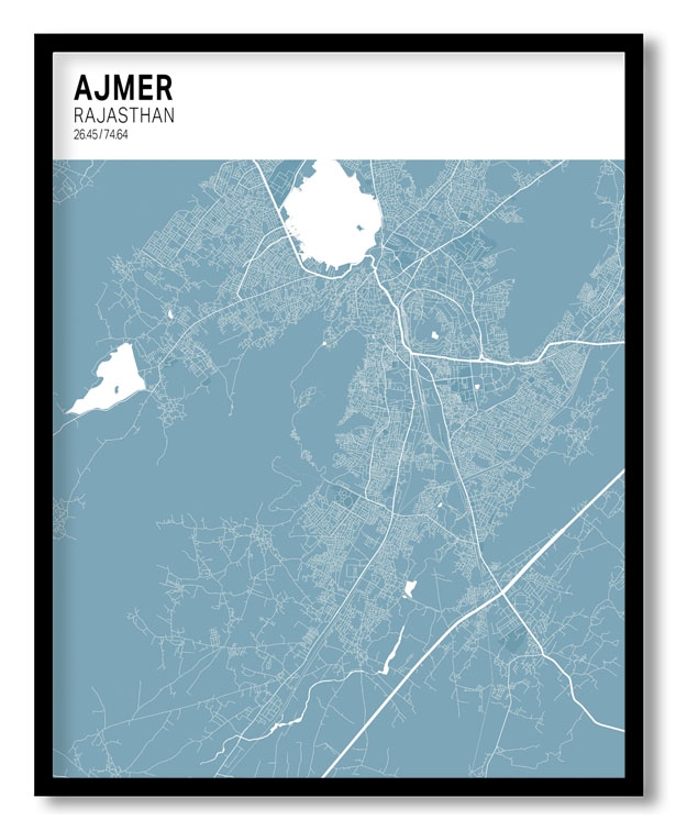 Strip above poster sky blue map of Ajmer