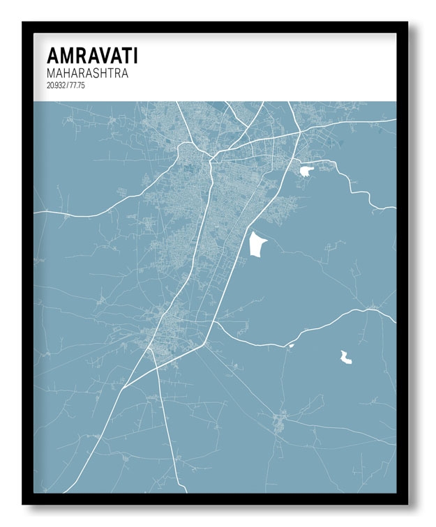 Strip above poster sky blue map of Amravati