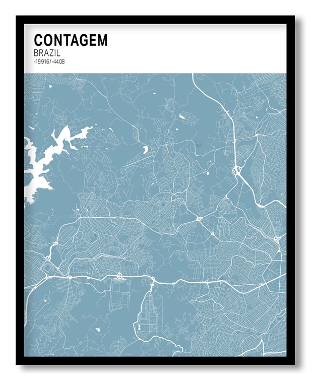 Strip above poster sky blue map of Contagem