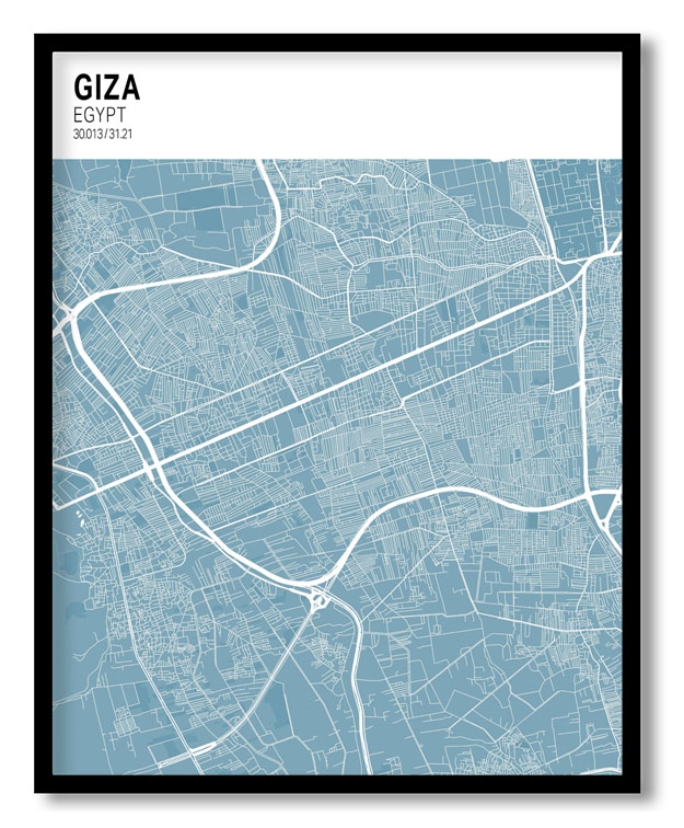 Strip above poster sky blue map of Giza