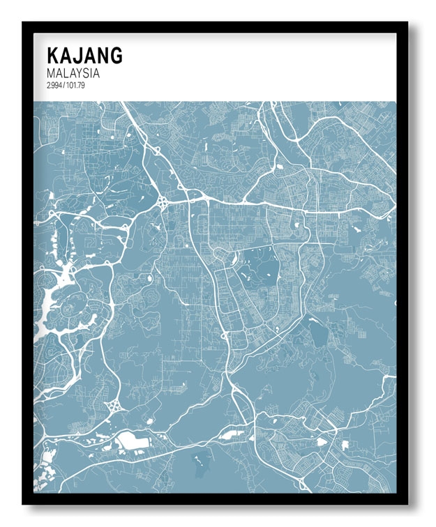 Strip above poster sky blue map of Kajang