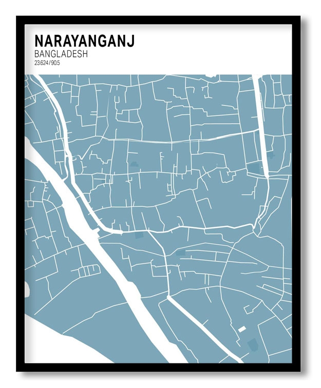 Strip above poster sky blue map of Narayanganj