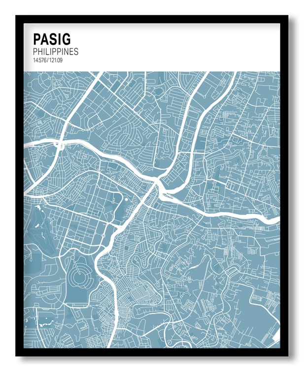 Strip above poster sky blue map of Pasig