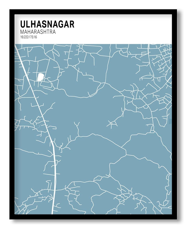 Strip above poster sky blue map of Ulhasnagar