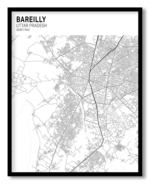 Strip above poster yellow map of Bareilly