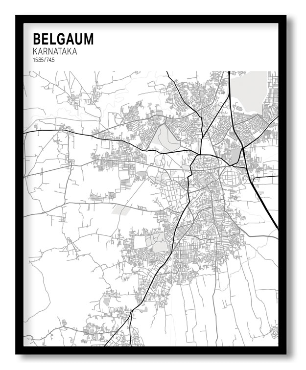 Strip above poster yellow map of Belgaum