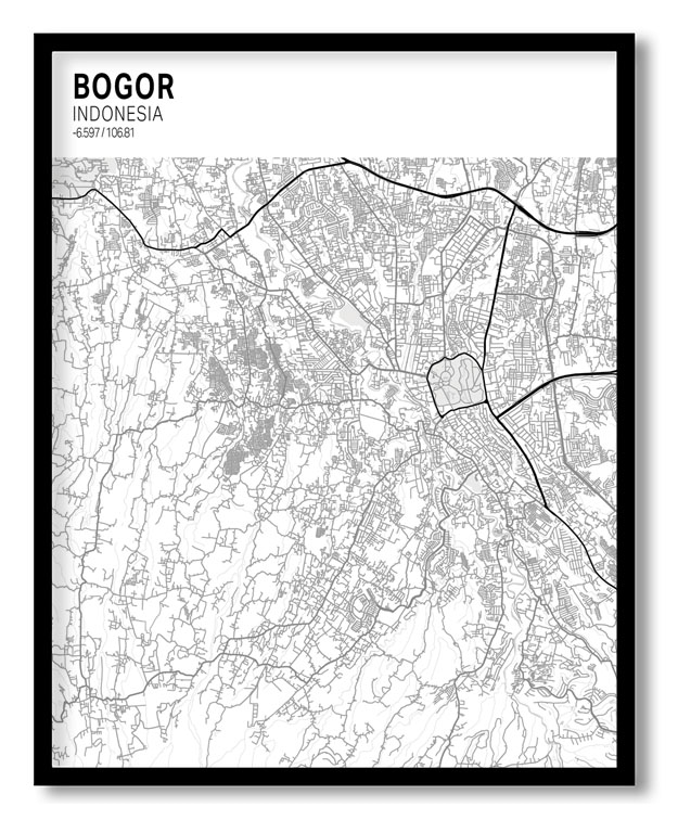 Strip above poster yellow map of Bogor