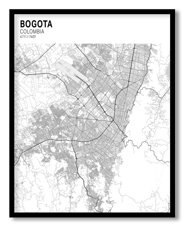 Strip above poster yellow map of Bogota