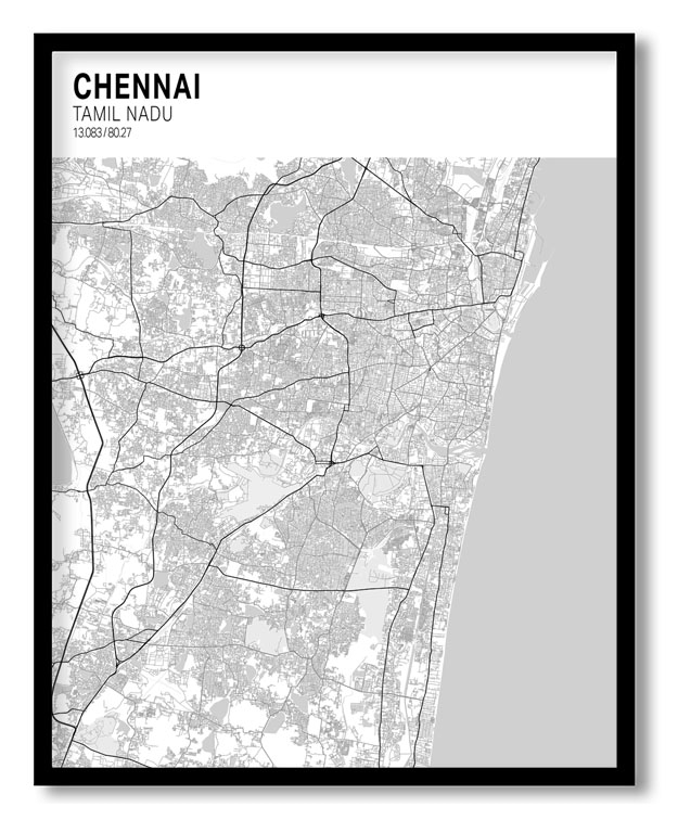 Strip above poster yellow map of Chennai