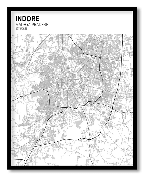 Strip above poster yellow map of Indore
