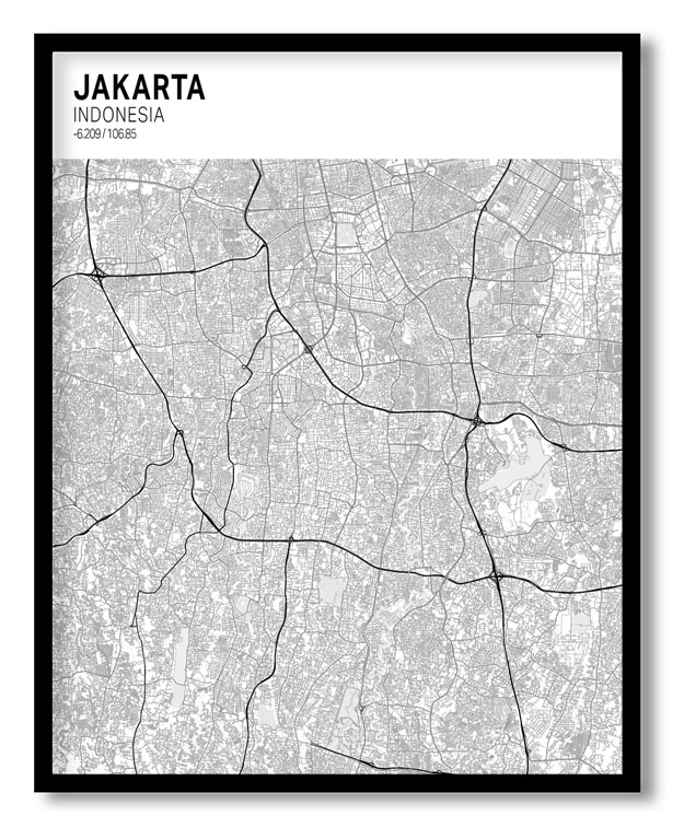 Strip above poster yellow map of Jakarta