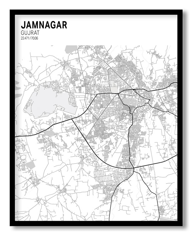 Strip above poster yellow map of Jamnagar