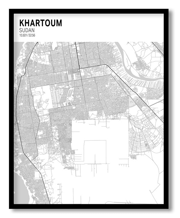 Strip above poster yellow map of Khartoum