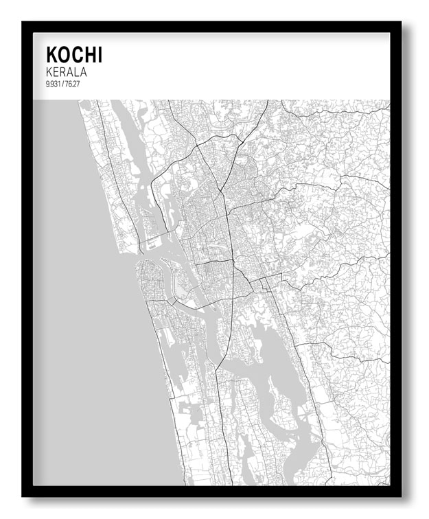 Strip above poster yellow map of Kochi