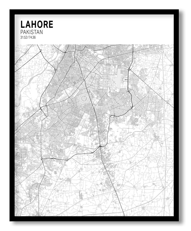 Strip above poster yellow map of Lahore