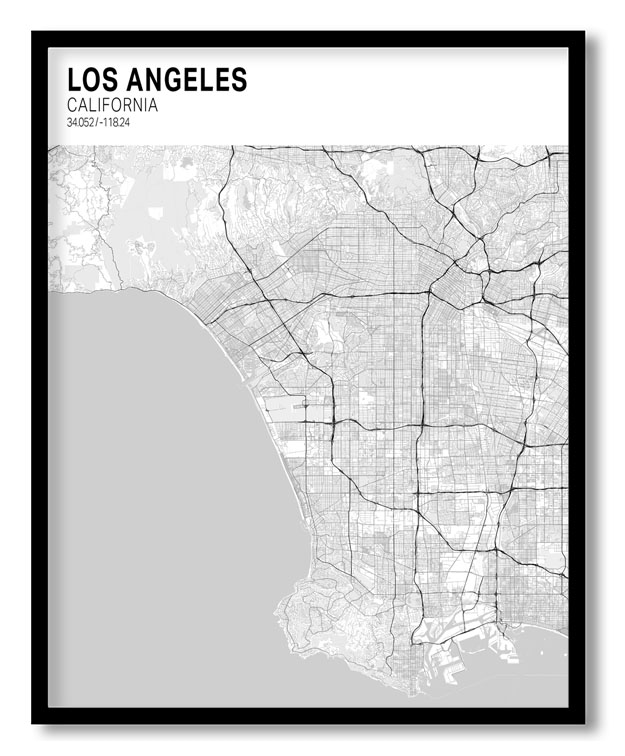 Strip above poster yellow map of Los Angeles