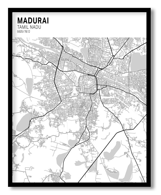 Strip above poster yellow map of Madurai