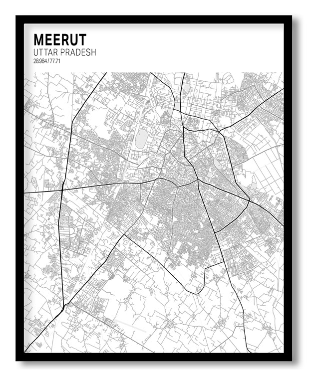 Strip above poster yellow map of Meerut