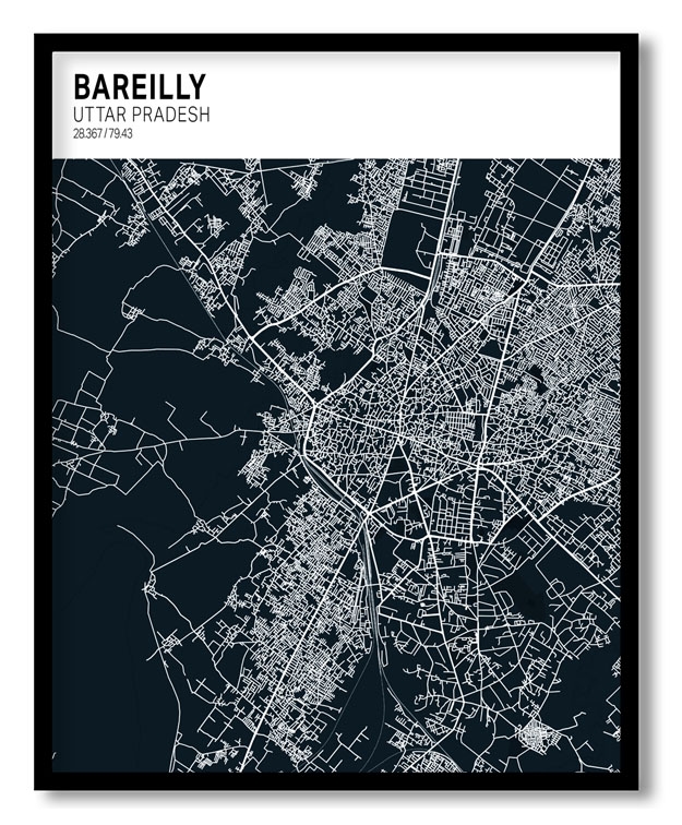 Strip above poster blue map of Bareilly