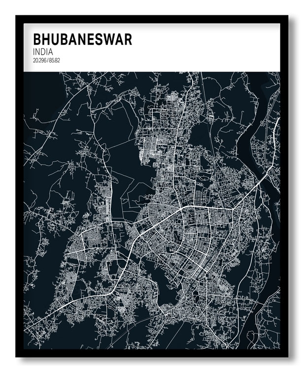 Strip above poster blue map of Bhubaneswar