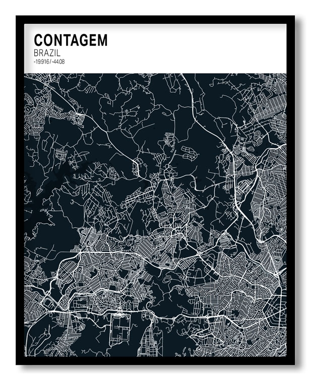 Strip above poster blue map of Contagem