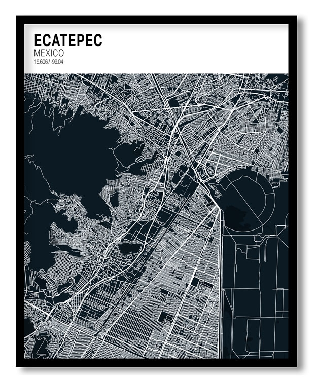 Strip above poster blue map of Ecatepec De Morelos