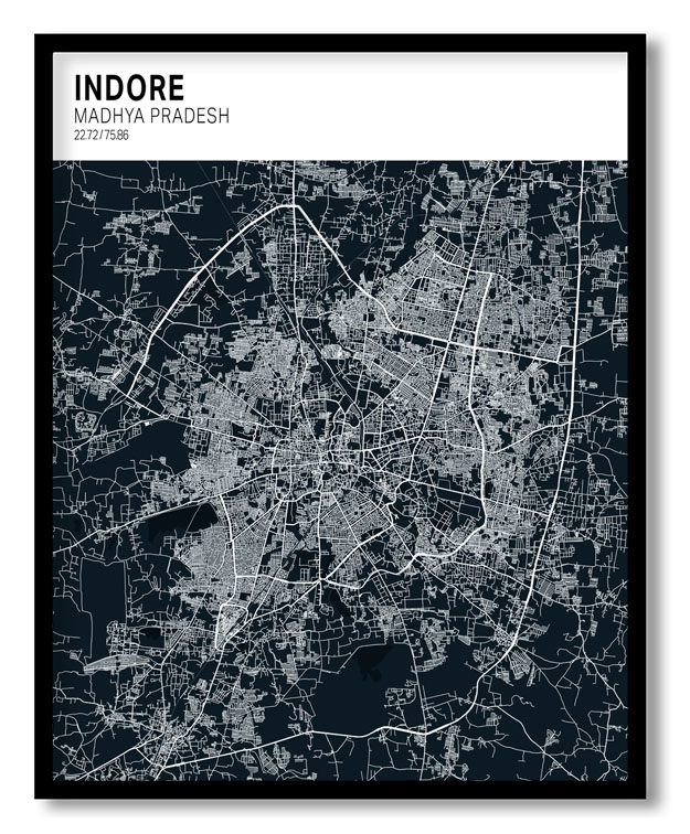 Strip above poster blue map of Indore